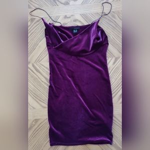 Revamped ruched velvet purple dress
